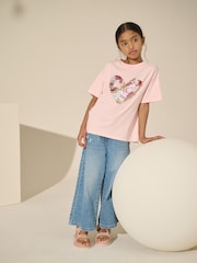 Pink Sequin Heart Print T-Shirt (3-16yrs) - Image 2 of 5