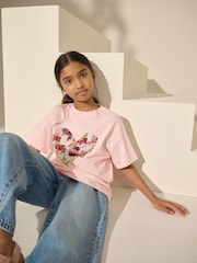 Pink Sequin Heart Print T-Shirt (3-16yrs) - Image 4 of 5