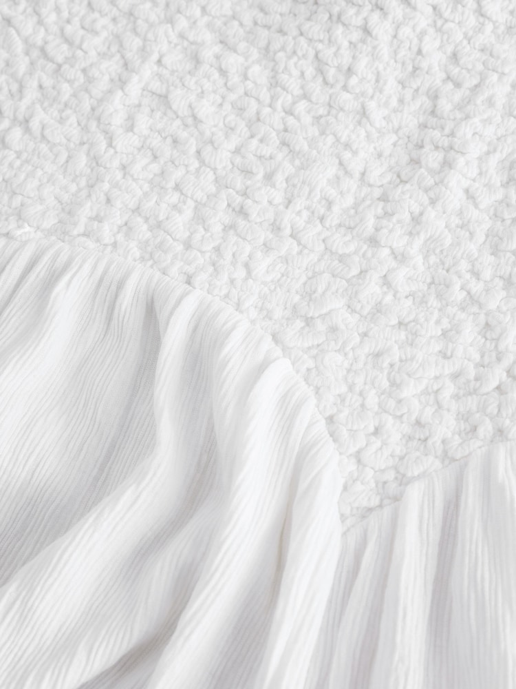 Blanc - Robe courte en jersey texturé à bretelles - Image 2 of 3