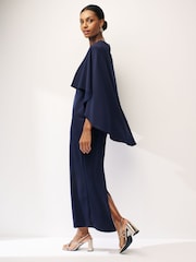 Azul marino - Vestido largo con capa - Imagen 2 de 6