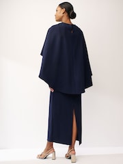 Azul marino - Vestido largo con capa - Imagen 3 de 6
