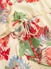 Ecru/Cream & Red Floral Volume Sleeve Tie Mini Dress - Image 6 of 7
