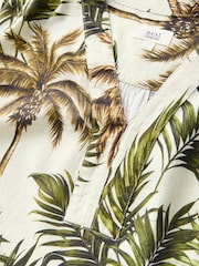 Black/White Kaftan Mini Dress with Linen - Image 7 of 7