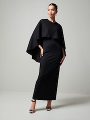 Negro - Vestido largo con capa - Imagen 1 de 6