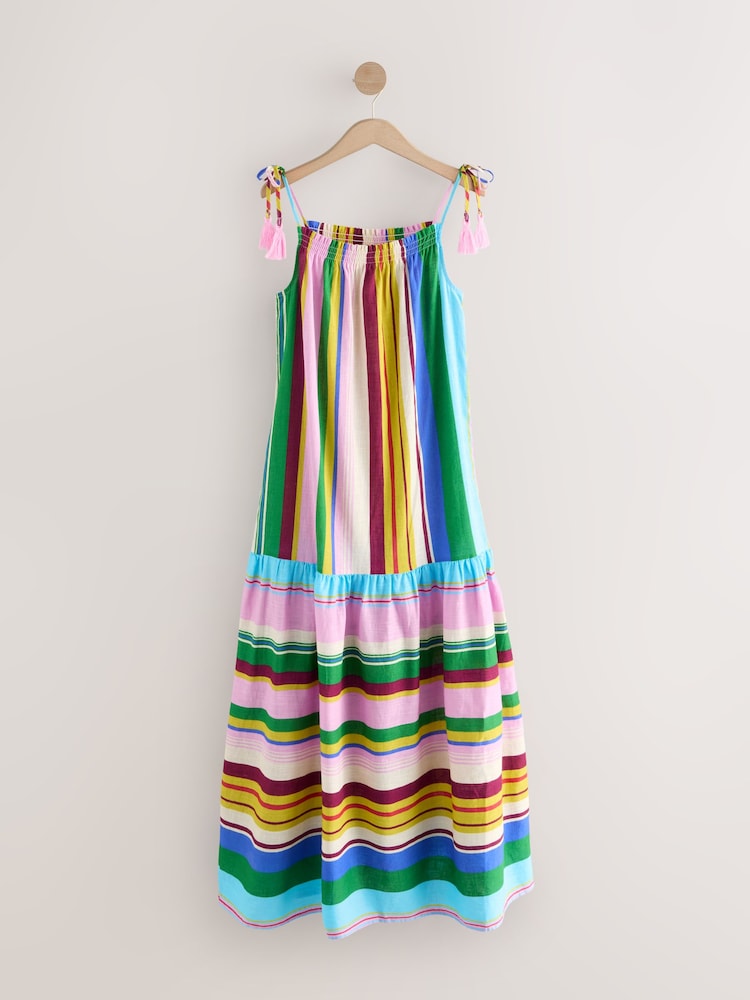 Multicolour Brights Strappy Drop Waist Tiered Maxi Dress - Image 1 of 1