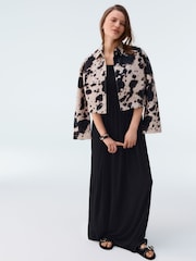 Black Strappy Shirred Jersey Maxi Dress - Image 2 of 5