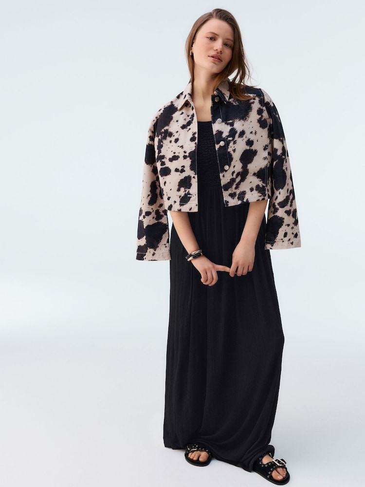 Black Strappy Shirred Jersey Maxi Dress - Image 2 of 5