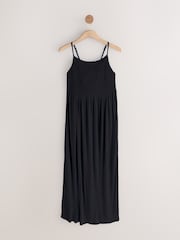 Black Strappy Shirred Jersey Maxi Dress - Image 5 of 5
