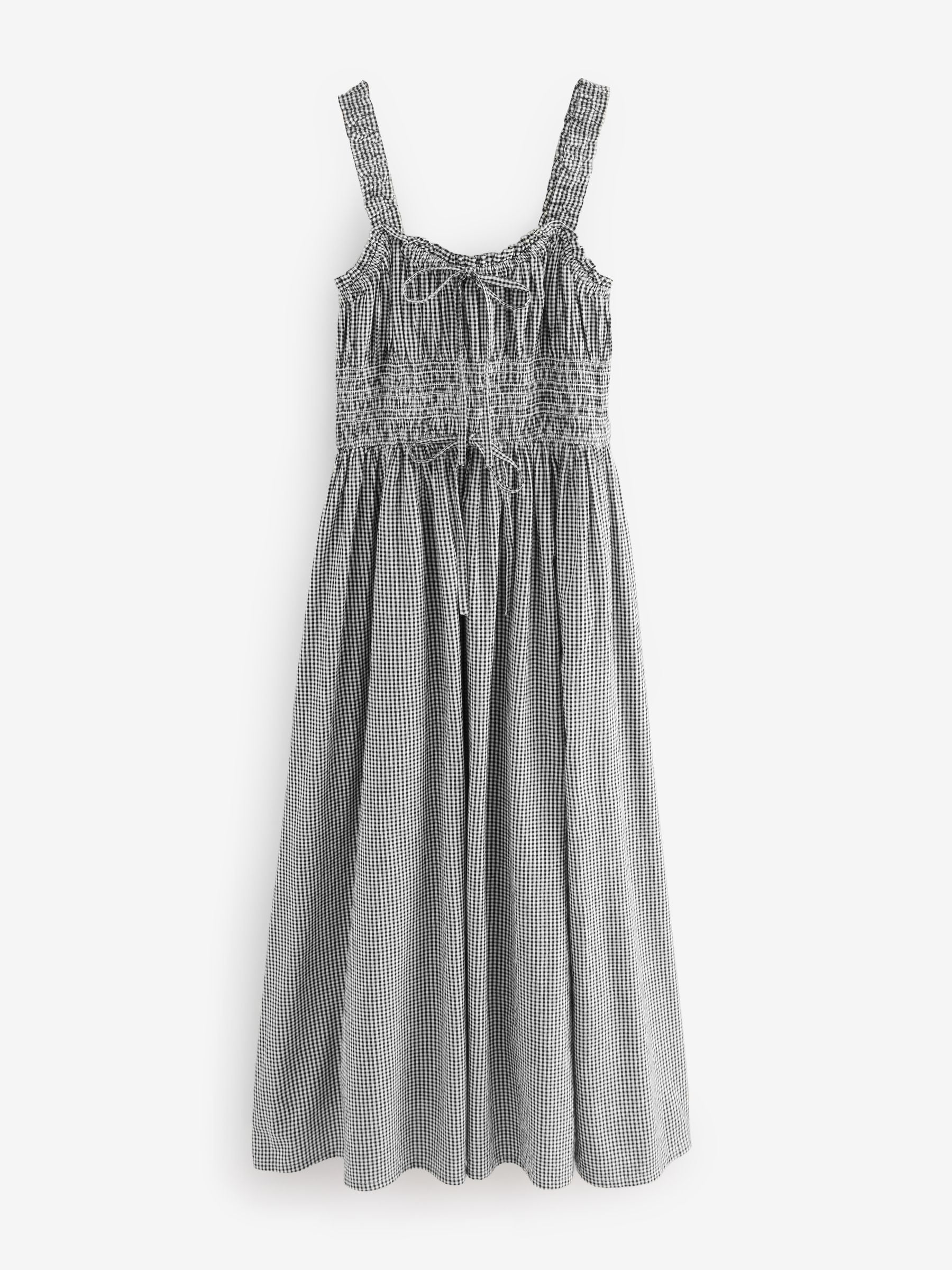Buy Mono Gingham 100% Cotton Tie Front Midi Dress from Next South