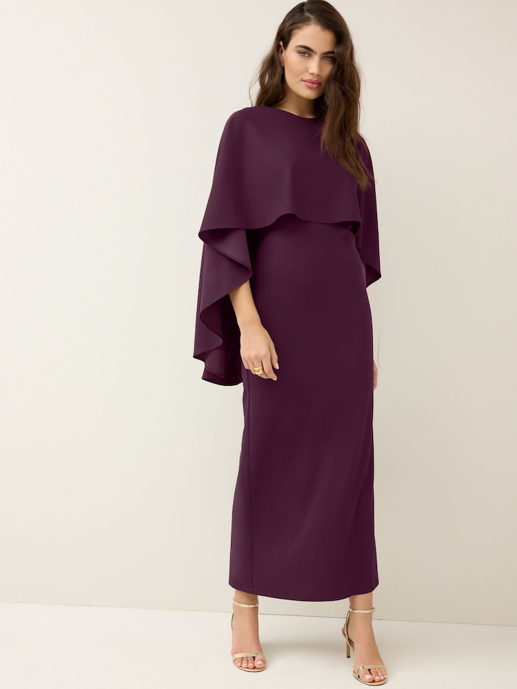 Rojo burdeos - Vestido largo con capa - Imagen 1 de 5