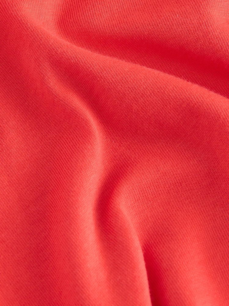 Rojo brillante - 100% Cotton V-Neck Jersey Mini Summer Dress - Imagen 2 de 3
