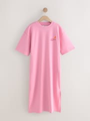 Pink City Fruit Short Sleeve Crew Neck Jersey Back Graphic Midi Dress - Image 6 of 9