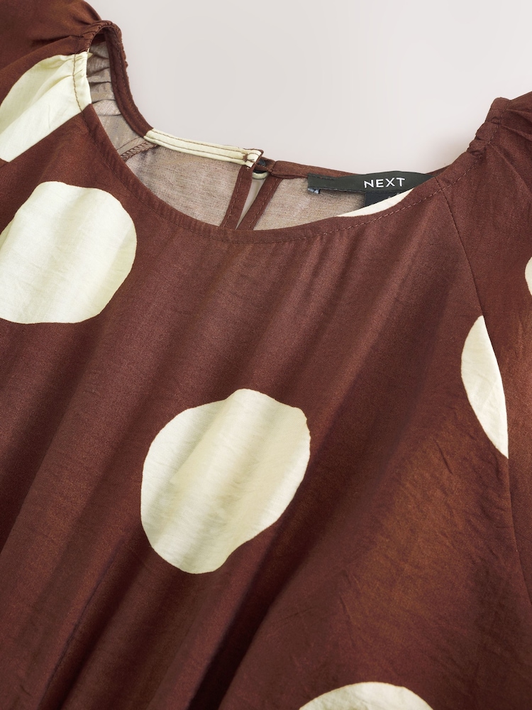 Buy Chocolate Brown Spot Puff Sleeve Midi Dress from Next USA Buy Chocolate Brown Spot Puff Sleeve Midi Dress from Next USA