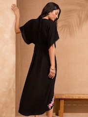 Love & Roses Black Embroidered Kaftan - Image 4 of 4