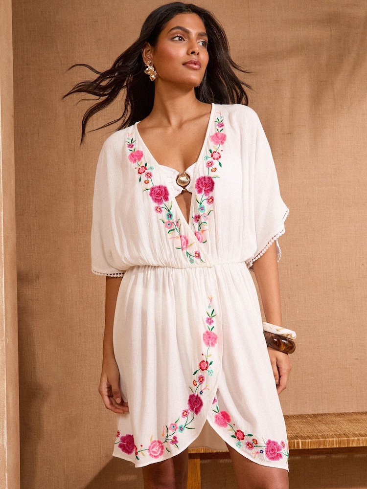 Love & Roses Ivory Embroidered Kaftan - Image 3 of 4