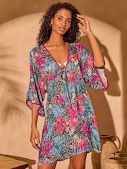 Love & Roses Palm Animal Sequin Lurex Kaftan - Image 1 of 4