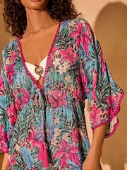 Love & Roses Palm Animal Sequin Lurex Kaftan - Image 2 of 4
