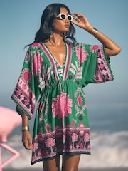 Caftan Love & Roses tropical en viscose - Image 1 of 4