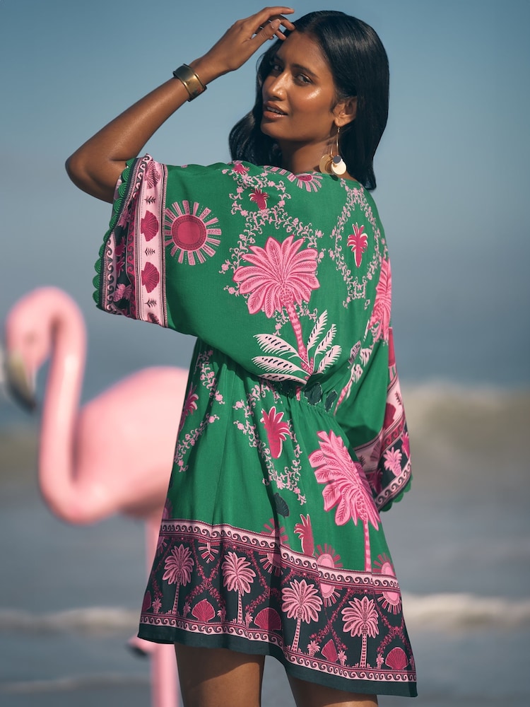 Caftan Love & Roses tropical en viscose - Image 2 of 4
