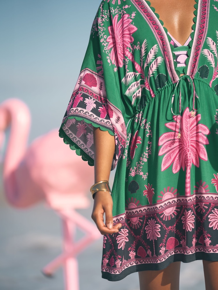 Caftan Love & Roses tropical en viscose - Image 4 of 4