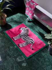 Pink Zebra 100% Cotton Bath Mat - Image 1 of 3