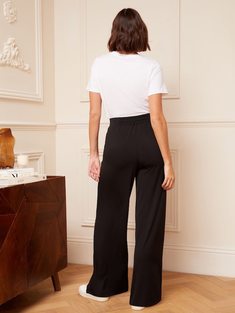 Love & Roses Black Petite Ponte Jersey Wide Leg Trousers - Image 4 of 4