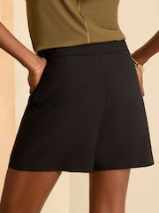 Love & Roses Black Petite Tab Tailored Button Shorts - Image 4 of 4