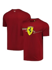 Puma Red F1 Scuderia Ferrari Race Big Shield 100% Cotton T-Shirt - Image 1 of 3
