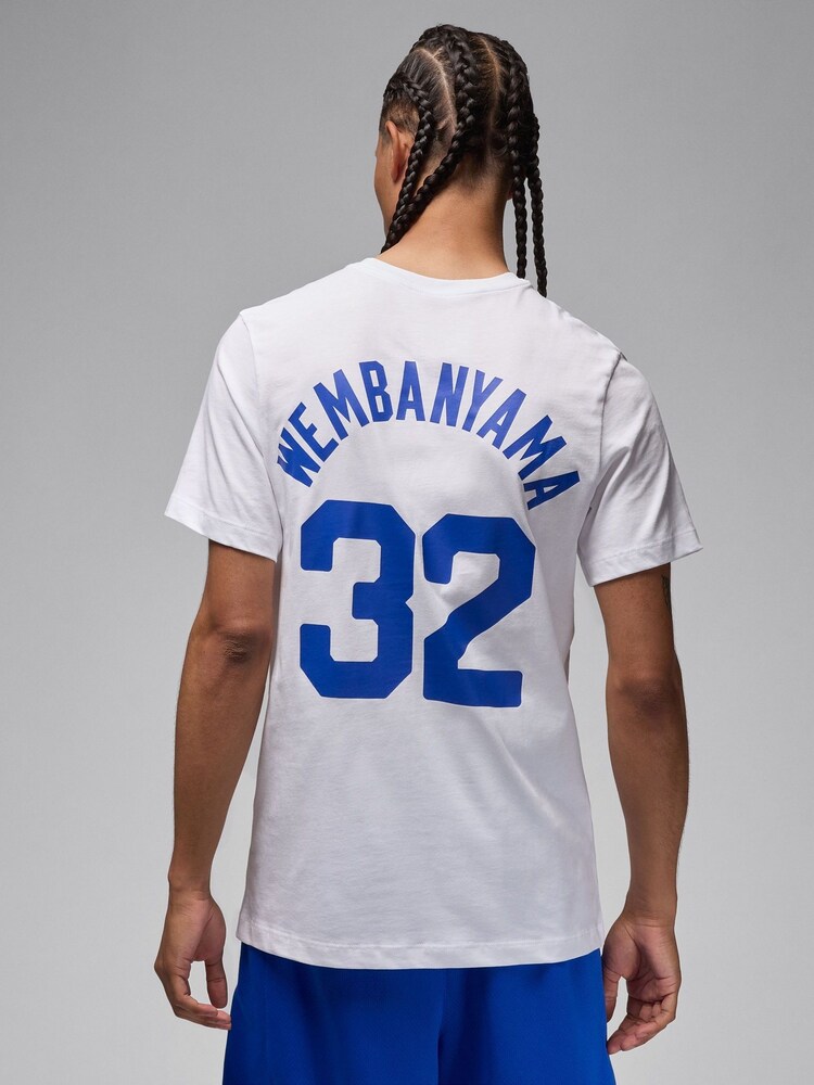 Nike Blue NBA France Olympics Name And Number Victor Wembanyama 100% Cotton T-Shirt - Image 2 of 2