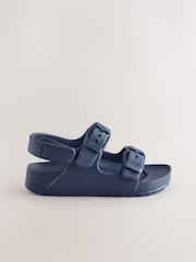 Navy Double Buckle Ankle Strap EVA Sandals - Image 1 of 6