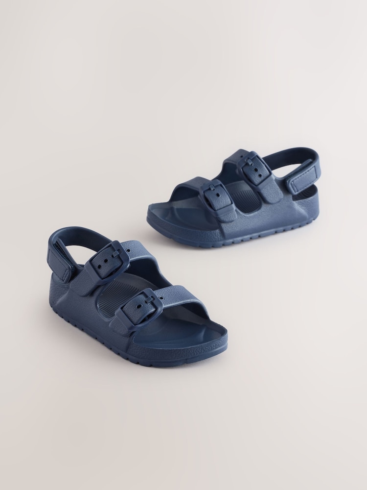 Navy Double Buckle Ankle Strap EVA Sandals - Image 2 of 6
