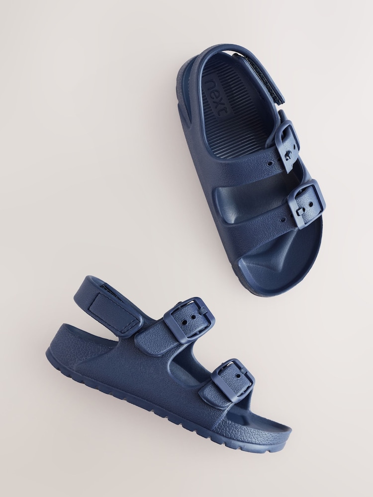 Navy Double Buckle Ankle Strap EVA Sandals - Image 3 of 6