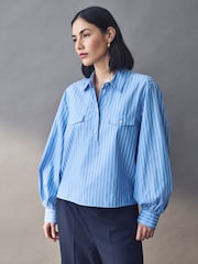 Emme Marella Blue Etna 100% Cotton Shirt - Image 1 of 4