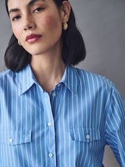 Emme Marella Blue Etna 100% Cotton Shirt - Image 4 of 4