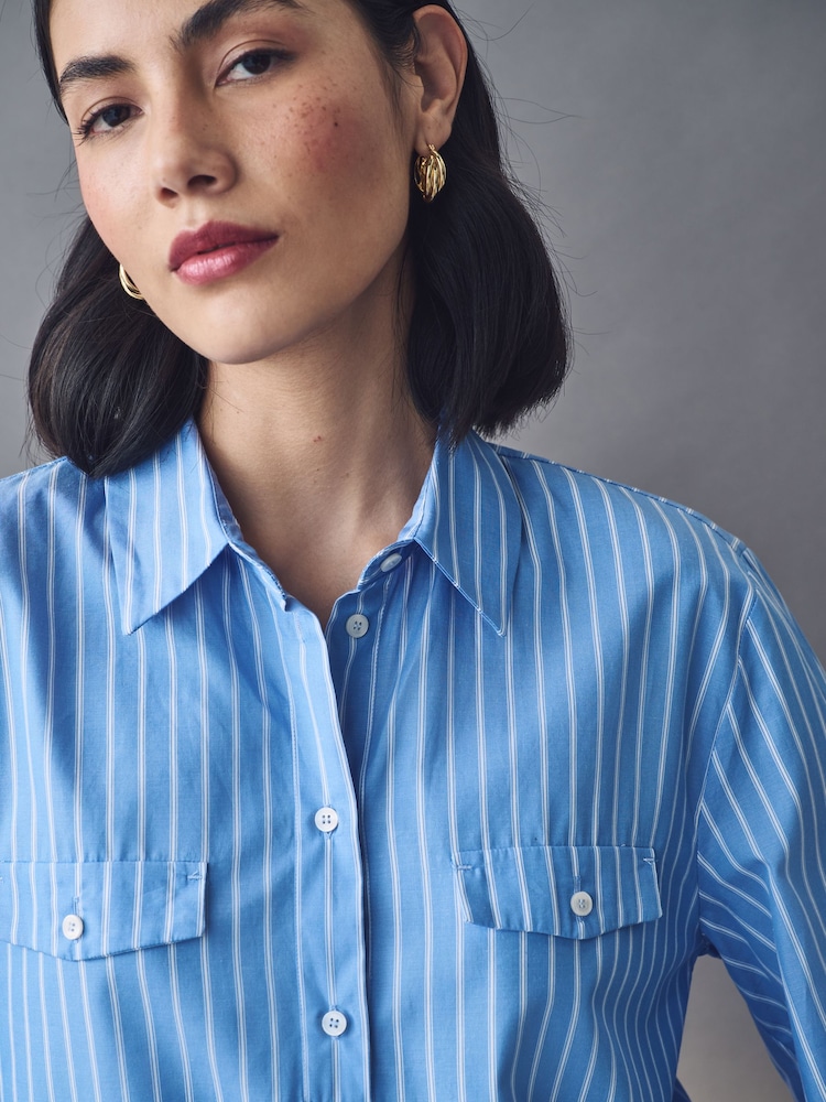 Emme Marella Blue Etna 100% Cotton Shirt - Image 4 of 4