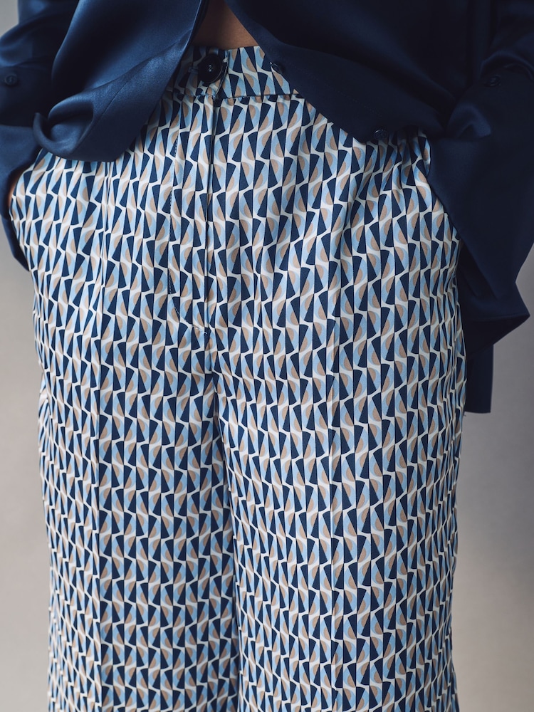 Emme Marella Blue Albi Geometric Trousers - Image 4 of 4