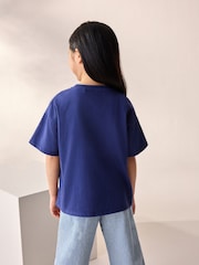 Navy Sequin Heart Print T-Shirt (3-16yrs) - Image 2 of 8
