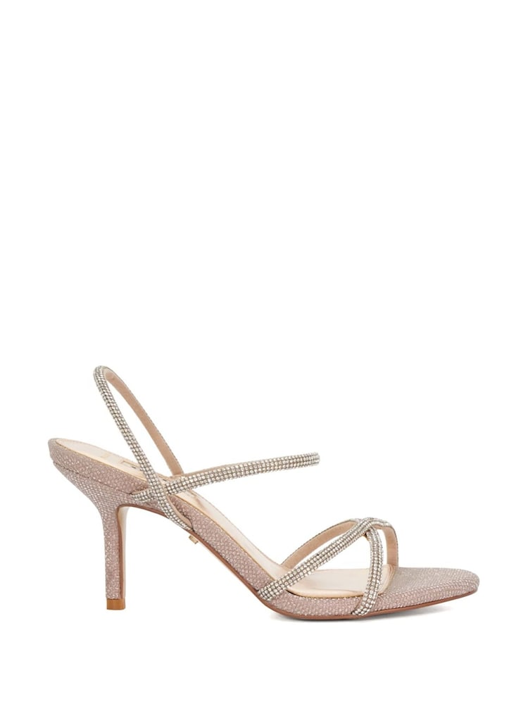 Dune London Gold Wide Fit Momentum Embellished Strap High Heel Sandals - Image 2 of 6 Dune London Gold Wide Fit Momentum Embellished Strap High Heel Sandals - Image 2 of 6