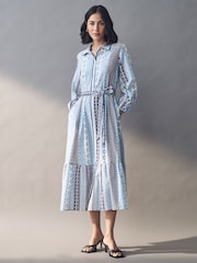 Emme Marella Blue Tisana 100% Cotton Dress - Image 1 of 4