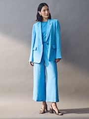 Emme Marella Blue 100% Linen Orata Jacket - Image 2 of 5