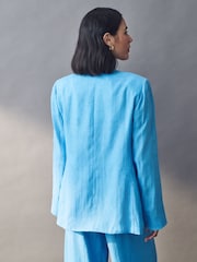 Emme Marella Blue 100% Linen Orata Jacket - Image 3 of 5
