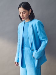 Emme Marella Blue 100% Linen Orata Jacket - Image 5 of 5
