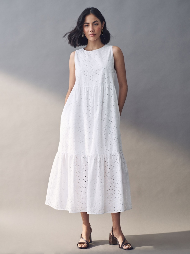 Emme Marella Nelson 100% Cotton White Dress - Image 1 of 5
