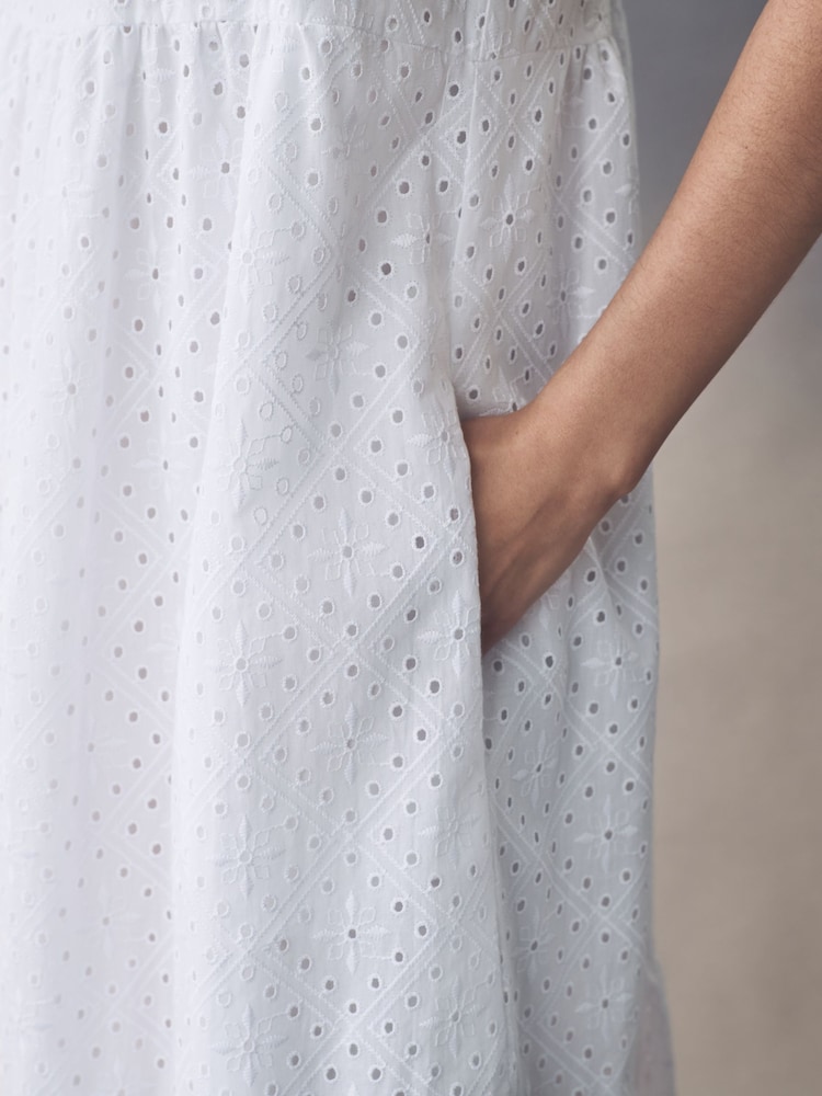 Emme Marella Nelson 100% Cotton White Dress - Image 5 of 5