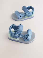 Blue Sea Print - Touch Fastening Adjustable Strap Tape Trekker Walking Sandals - Image 1 of 5