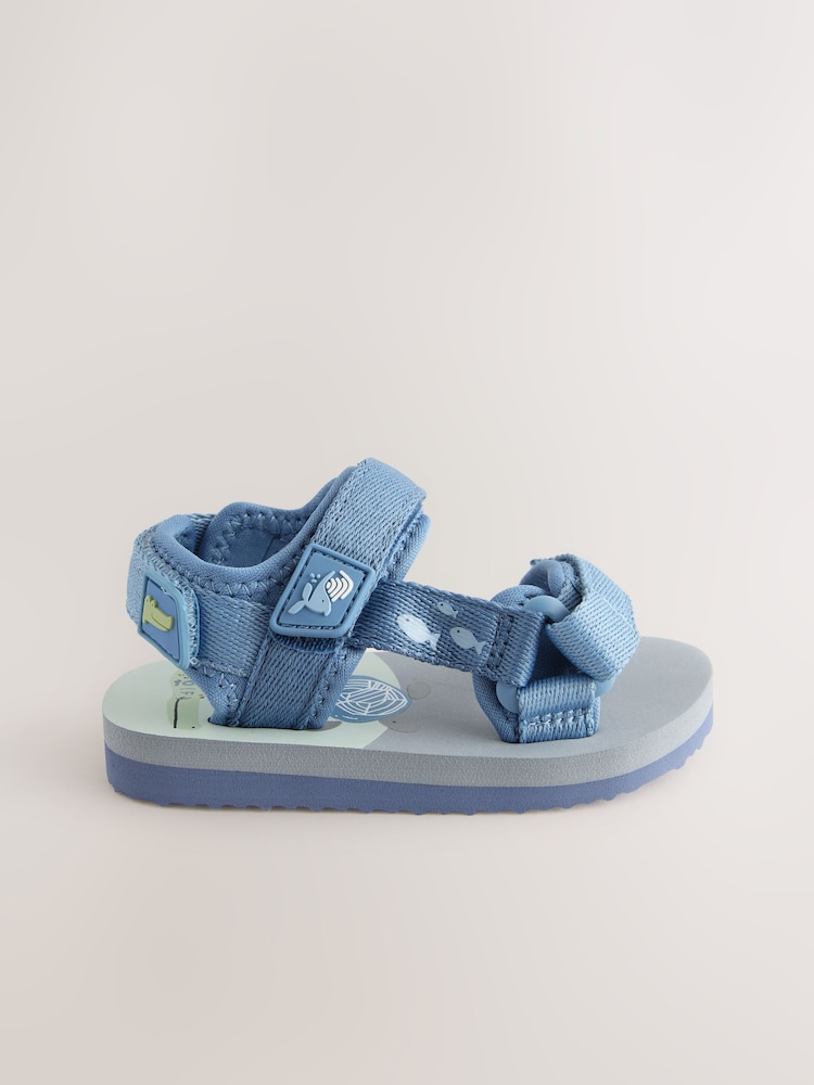 Blue Sea Print - Touch Fastening Adjustable Strap Tape Trekker Walking Sandals - Image 2 of 5