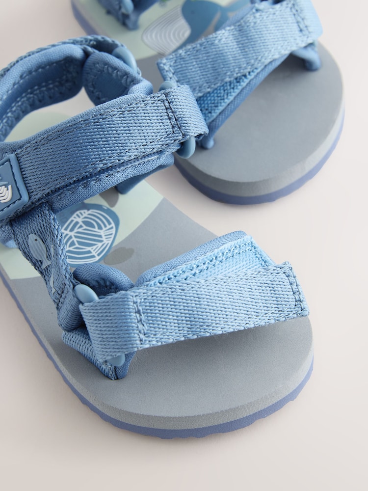 Blue Sea Print - Touch Fastening Adjustable Strap Tape Trekker Walking Sandals - Image 4 of 5