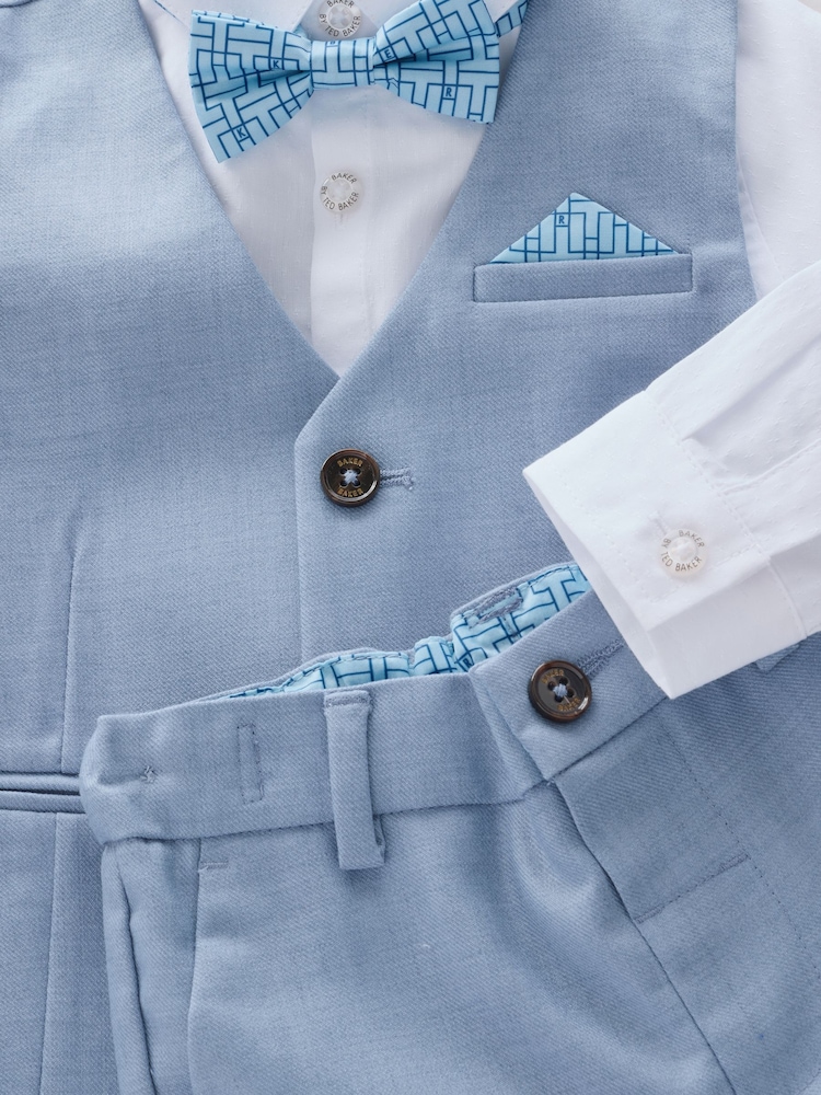 Голубой - Baker by Ted Baker Waistcoat Shirt And Trousers Set - Image 14 of 14