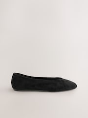 Black Suede Extra Wide Fit Forever Comfort® Leather Round Toe Ballerinas - Image 2 of 6