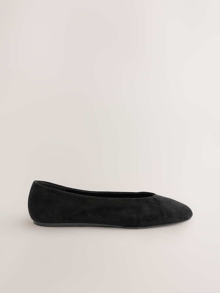 Black Suede Extra Wide Fit Forever Comfort® Leather Round Toe Ballerinas - Image 2 of 6